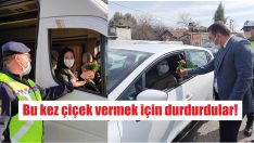 Jandarma bu kez çiçek verdi